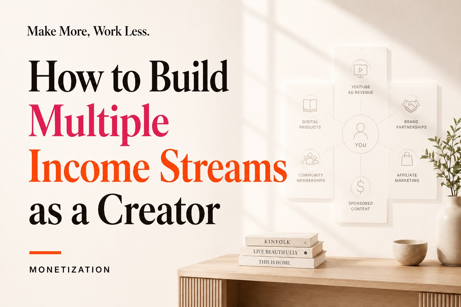 How to Build Multiple Income Streams as a Creator, with six income sources connected to one creator
