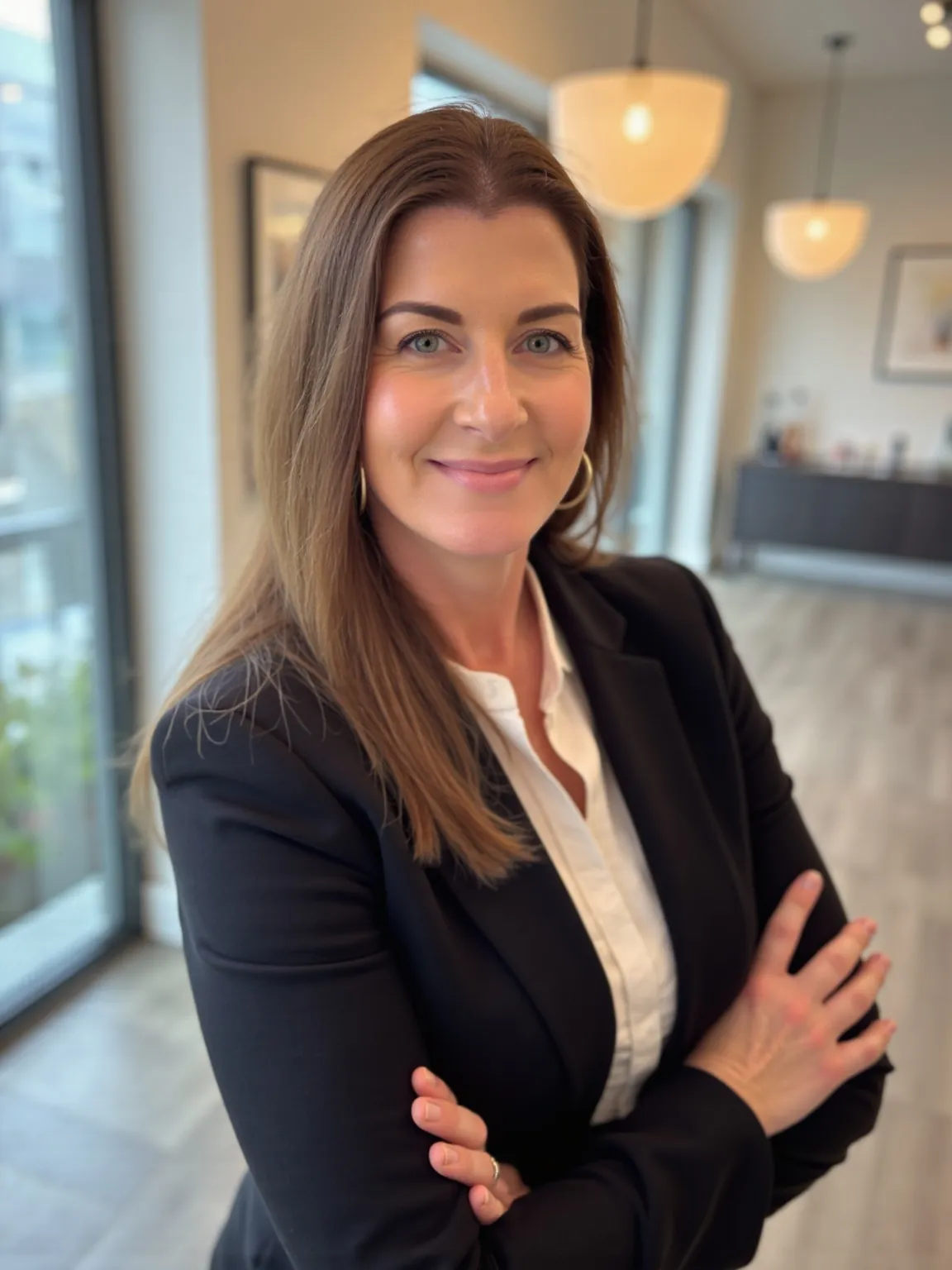 Carrie Loranger, Bestselling Substack Coach and Strategist, wearing a black blazer