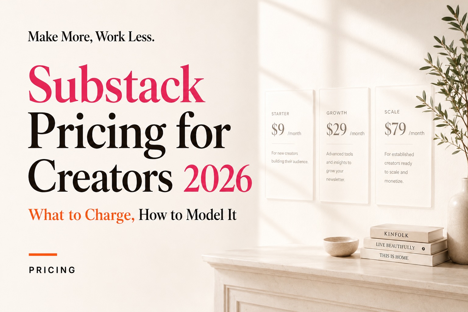 Substack Pricing for Creators 2026: What to Charge, How to Model It, with example $9, $29 and $79 monthly tiers